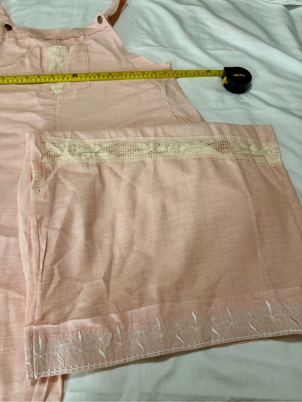 POL Light Pink Cotton Overall Jumpsuit with Lace Trim - Picture 4 of 7
